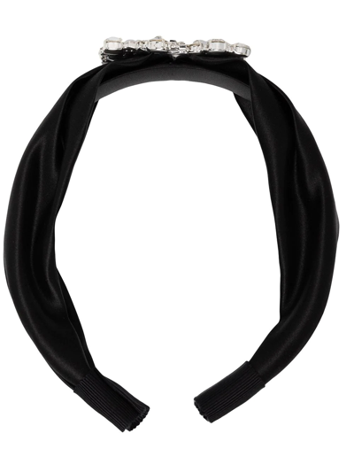 Jennifer Behr Elise Embellished Silk Headband In Black