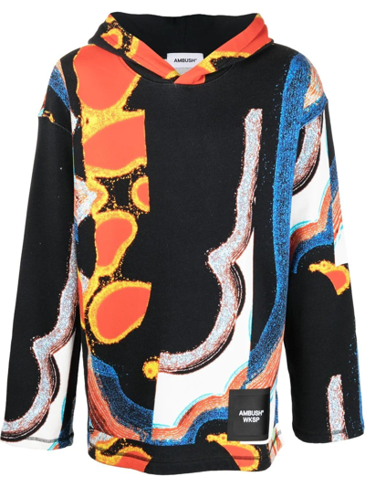 Ambush Abstract-print Hoodie In Black