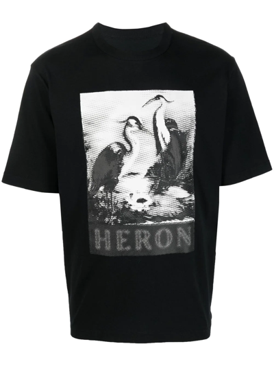 Heron Preston Halftone Heron Graphic-print Relaxed-fit Cotton-jersey T-shirt In Black
