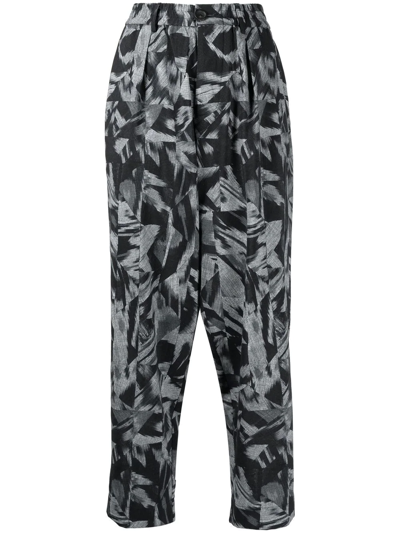 Pierre-louis Mascia Abstract-print Straight Trousers In Black