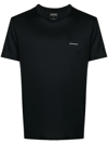 Emporio Armani Black T-shirt With Logo Lettering On The Front In Cotton And Lyocell Blend Man In Schwarz
