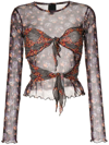 ANNA SUI TIE-FRONT PRINTED TOP