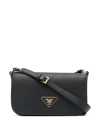 Prada Saffiano Leather Shoulder Bag In Schwarz