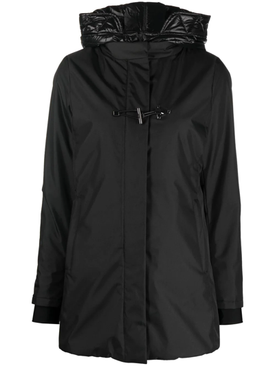 Fay Toggle-fastened Hooded Coat In Black