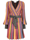 REBECCA VALLANCE STRIPED LONG PUFF-SLEEVE MINI DRESS