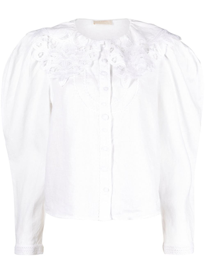 Ulla Johnson Broderie Anglaise Collar Blouse In Weiss