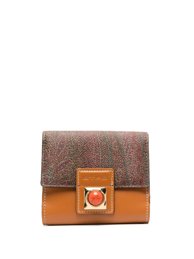 Etro Crown Me Paisley-print Purse In Braun