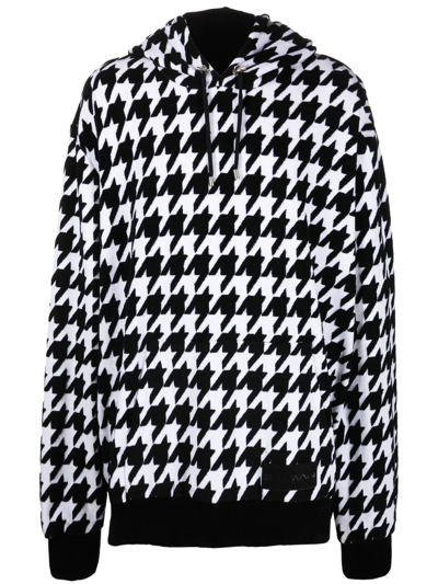 Balmain Houndstooth Knitted Hoodie In Teal