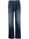 Mother The Ditcher Cropped Straight Jeans In Blau
