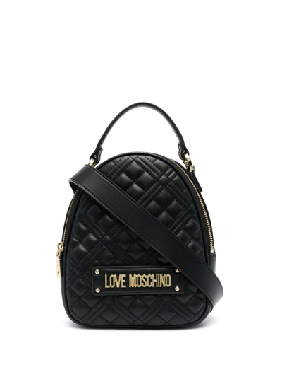 Love Moschino Quilted Logo-plaque Backpack In Schwarz
