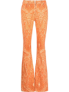 Etro Paisley-print Flared Trousers In Orange