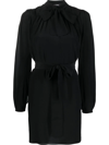 Dsquared2 Pussy-bow Silk Mini Dress In Schwarz
