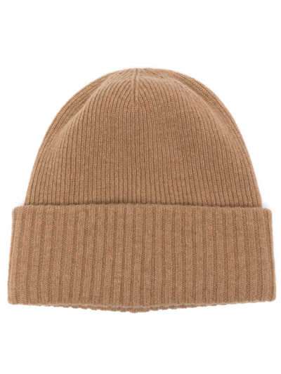 Woolrich Ribbed-knit Design Beanie In Brown