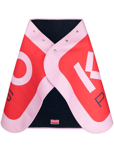 Kenzo Logo-print Detail Cape Scarf In Rosa