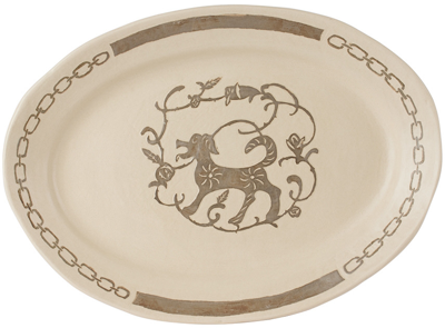 Wretched Flowers Beige Serving Platter In N/a