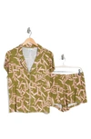 Nordstrom Rack Tranquility Shortie Pajamas In Olive Mayfly Tropical Leaf