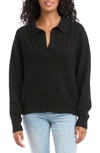 Karen Kane Ribbed Polo Sweater In Black
