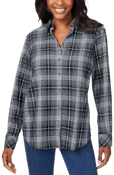 Foxcroft Rhea Plaid Easy Care Button-up Shirt In Black
