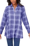 Foxcroft Cici Plaid Non-iron Cotton Blend Tunic In Indigo