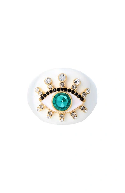 Kurt Geiger Resin Evil Eye Cocktail Ring In Ivory
