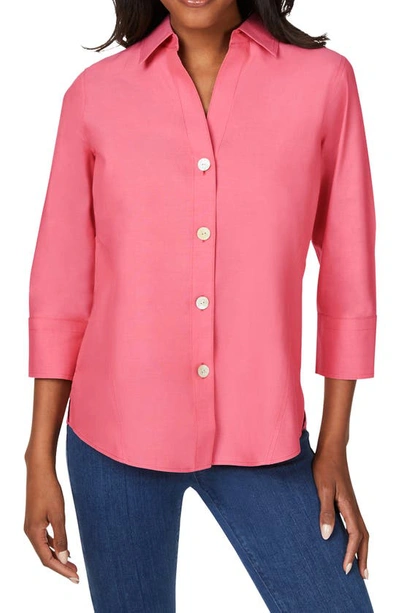 Foxcroft Paityn Non-iron Cotton Shirt In Rose Red