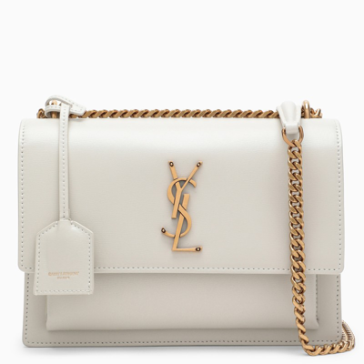 Saint Laurent White Sunset Medium Shoulder Bag In Yellow