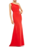 Mac Duggal One-shoulder Jersey Mermaid Gown In Red