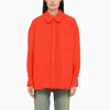 Msgm Button-up Tweed Knit Overshirt In Orange
