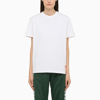 GOLDEN GOOSE WHITE CREW NECK T-SHIRT WITH LOGO LABEL