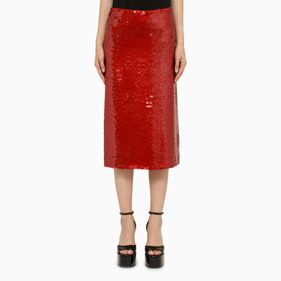Philosophy Red Sequins Midi Skirt
