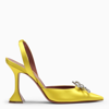 AMINA MUADDI YELLOW SATIN ROSIE SLING PUMPS