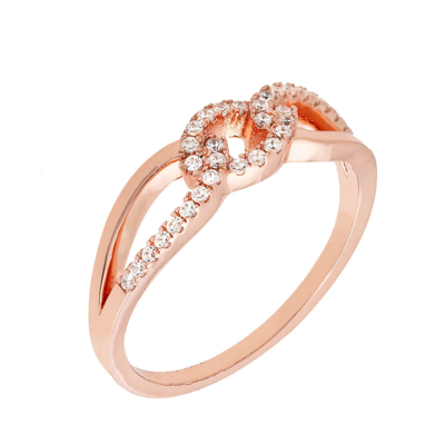 Sole Du Soleil Marigold Collection Women's 18k Rg Plated Knot Fashion Ring Size 8 In Gold Tone,pink,rose Gold Tone