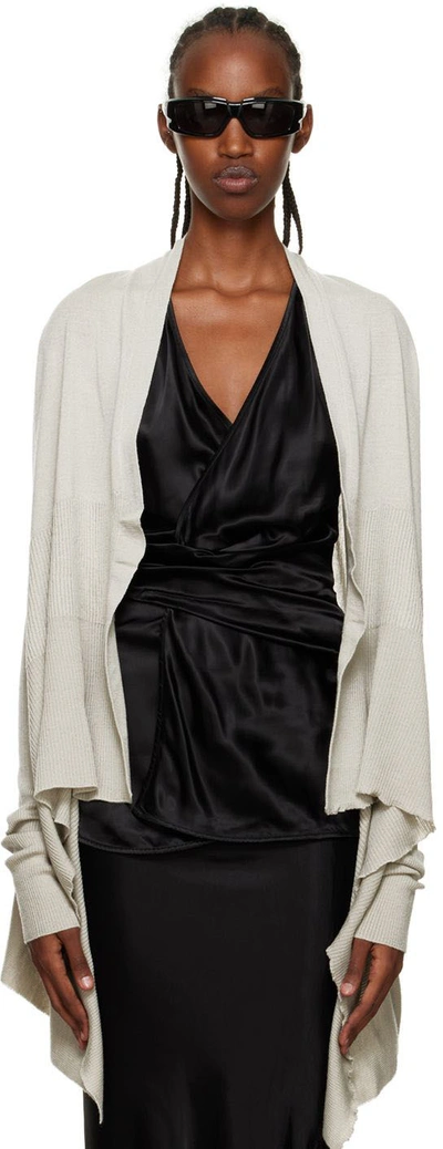 Rick Owens Open Front Virgin Wool Cardigan In 08 Pearl