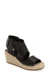 Eileen Fisher Willow Espadrille Platform Wedge Sandals In Black