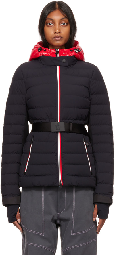 Moncler Bruche Belted Two-tone Quilted Ski Jacket In Black