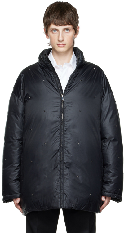 Valentino Black Nylon Jacket In 0no Nero