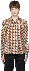Valentino Brown Graphic Print Shirt In 7r4 St.borchia Beige