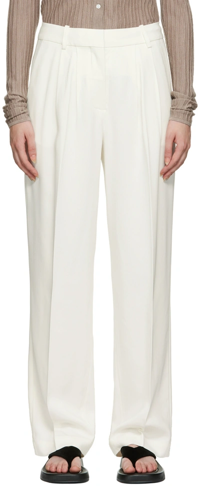 Co Pleat Front Stretch Trousers In Ivory