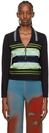 Ahluwalia Black Stripe Sweater In Black / Pistachio