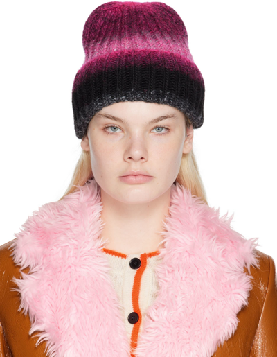 Msgm Pink & Gray Gradient Beanie In 12 Pink Grey