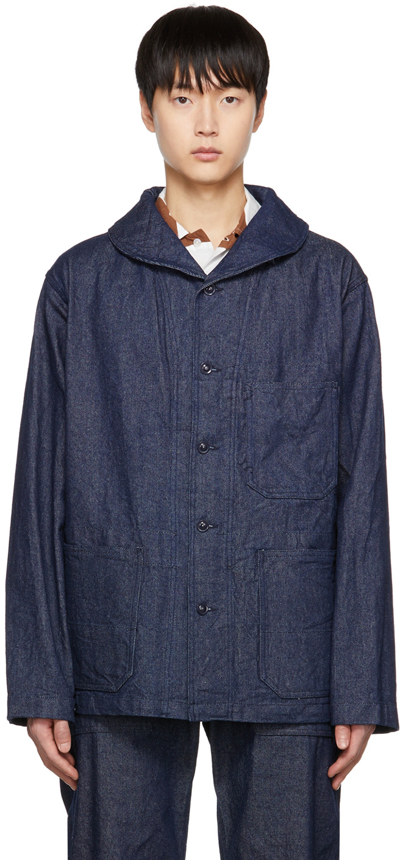 Engineered Garments Shawl Collar Utility Jacket In Blue