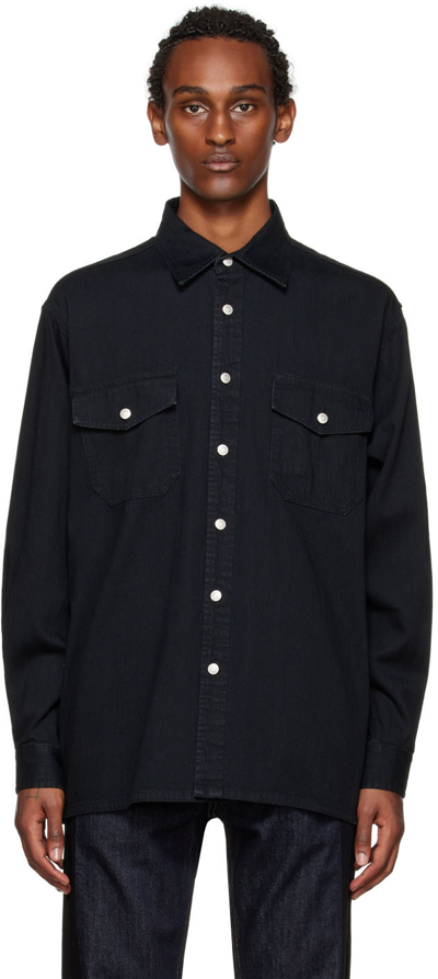 Alexander Mcqueen Logo-patch Oversize Denim Shirt In Black