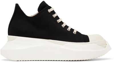 Rick Owens Drkshdw Black Abstract Low-top Textile Sneakers In Nero