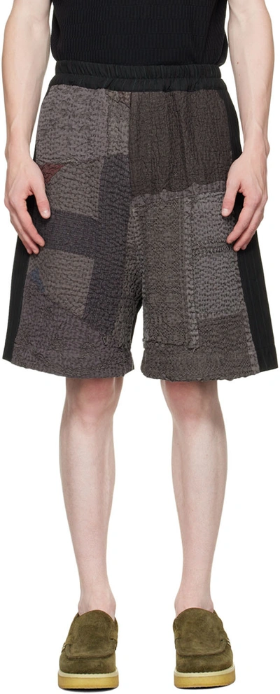 By Walid Brown Embroidered Shorts In Terra