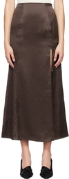 Bite Studios Brown Organic Silk Maxi Skirt In Deep Brown 0006