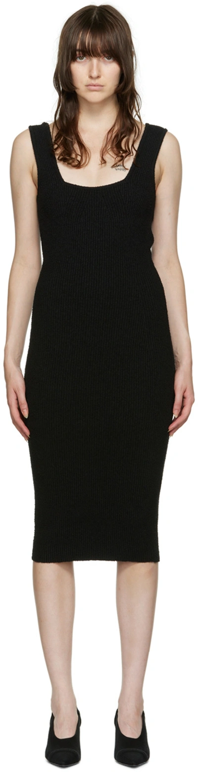 Wardrobe.nyc Textured Ribbed Knit Midi Dress With Square In Black