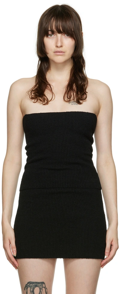 Wardrobe.nyc Strapless Ribbed Cotton-blend Top In Black