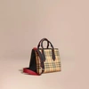 BURBERRY LEATHER TRIM HORSEFERRY CHECK TOTE,40338451