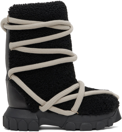 Rick Owens Lunar Tractor Leather-trimmed Shearling Boots In