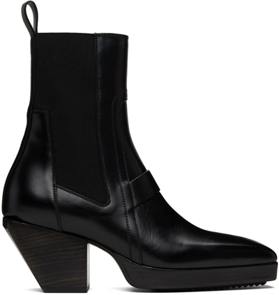 Rick Owens Stivali Block-heel Leather Boots In Black